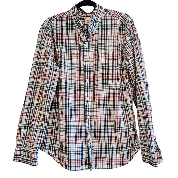 Levi's Other - Levi's XL Mens Button Down Shirt Long‎ Sleeve Plaid Checkered White Red Blue